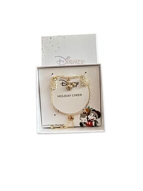 Disney Gold Holiday Charm Bracelet with Mickey Accents